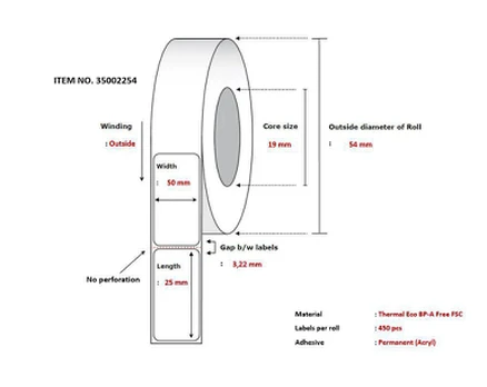 Capture Label 50x25 - Core 19. Baltas.
