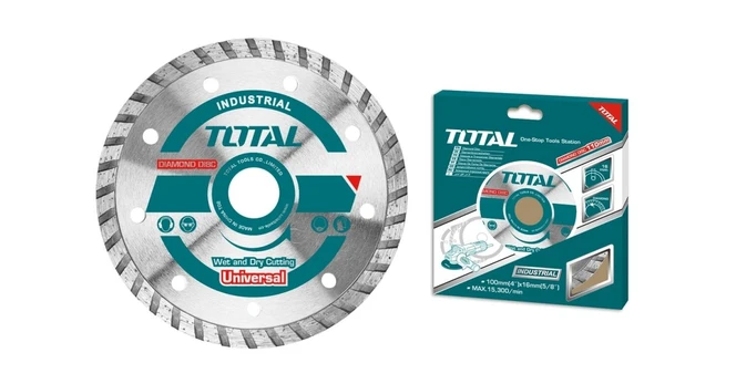 Deimantinis pjovimo diskas TOTAL, Turbo, sausam, šlapiam pjovimui, 230x22 mm,7,5 mm, segmento plotis