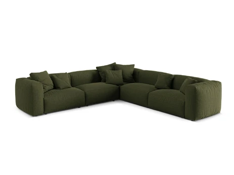 Modular Symmetrical Corner Sofa, "Martina", 5 Seats, 312x312x75, Green