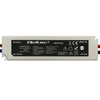 QOLTEC 50942 Qoltec Impulse power supply | IP67 | 100V-240V | 60W | 12V | 5A