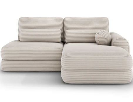 Ripeli Corner Sofa Bed with Storage, White Velvet, Right-Hand Facing, Modern, White