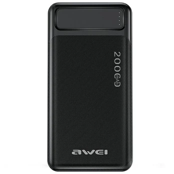 AWEI PowerBank P6K 20000mAh juoda|juodas 2xUSB|PD|Micro-USB