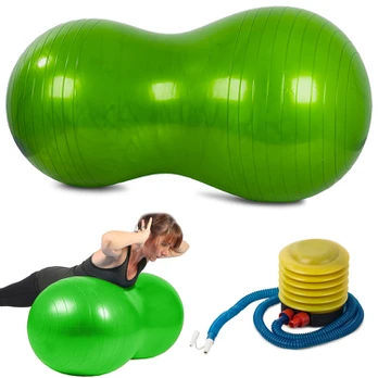Gimnastikos kamuolys su pompa, 40 cm, PVC, žalias