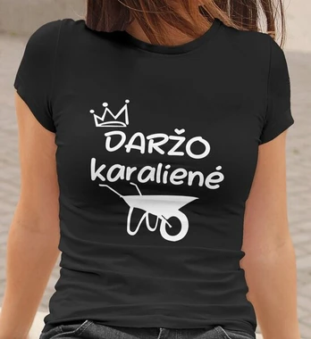 Moteriški marškinėliai „Daržo karalienė“, juodi