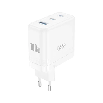 XO wall charger CE35 PD 100W 2x USB-C 1x USB baltas