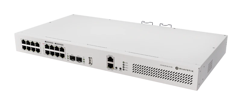 MikroTik | Cloud Router Switch with RouterOS L5, racmount case | CRS418-8P-8G-2S+RM