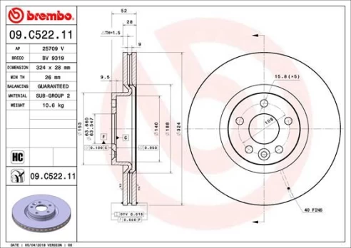 BREMBO 09.C522.11 Brake Disc