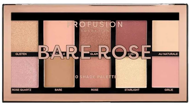 Profusion 10 Shade Palette Bare Rose, 16 g