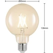 LED lempa E27 4W 2700K G95 Globe skaidri, 3 vnt