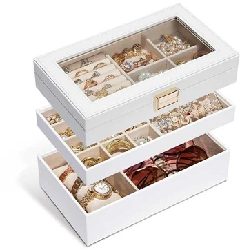 Troli Three-tier baltas jewelry organizer