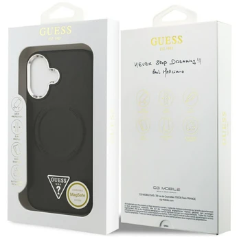 Dėklas Guess PU Leather Triangle Logo MagSafe Case for iPhone 17 Juodas