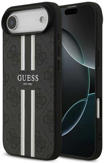 Dėklas Guess 4G Printed Stripes MagSafe do iPhone 17 Air juoda