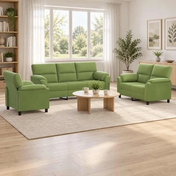 Sofa Sofos komplektas 3 vnt. Šviesiai žalia Aksomas