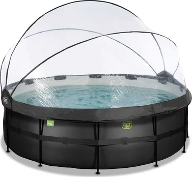 EXIT Juodas Leather pool ø427x122cm with sand filter pump and dome and heat pump - juodas
