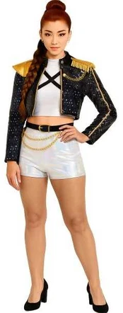 Fiesta K-pop star Sidabrinis leader kostume