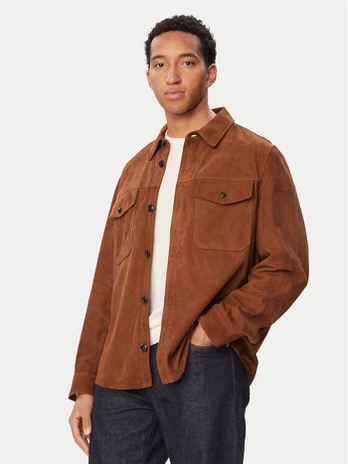 Tommy Hilfiger Odinė striukė MW0MW44839 Ruda Oversize