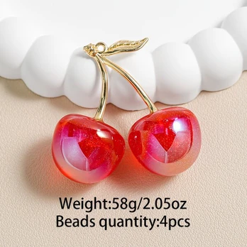 Derviniai pakabukai, 4 vnt, Cherry red-4pcs