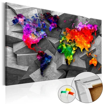 Artgeist Kamštinis paveikslas - Cubic World [Cork Map]