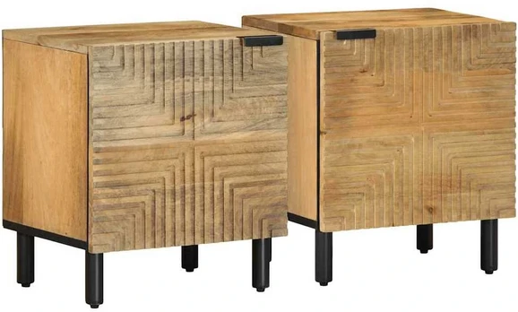 Spintelės prie lovos 2 vnt Ruda 40x33x46 cm medžio masyvo mango