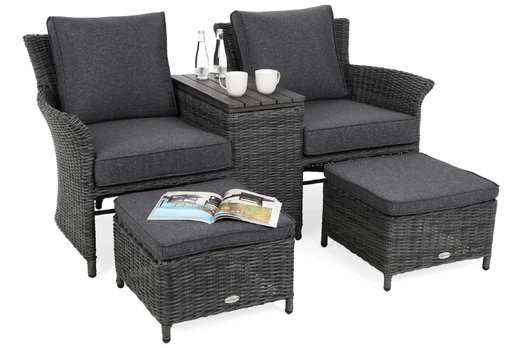 Lauko sofa Milos Plus, tamsiai pilka, 72 cm x 164 cm x 84 cm