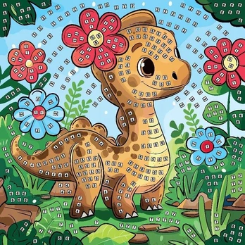Putojanti mozaika su dinozauru, 3d, 25x25 cm