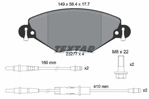 Stabdžių trinkelių rinkinys, diskinis stabdys TEXTAR 2327701