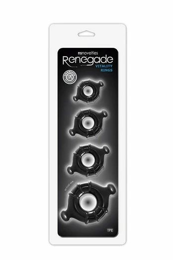 Renegade Vitality Rings Black Set - 4 Flexible TPE Support Rings
