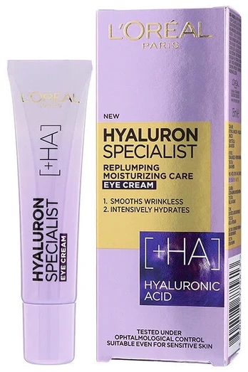 L'Oreal Paris Loreal Hyaluron Specjalist kremas - drėkinantis ir lyginantis paakius 15 ml