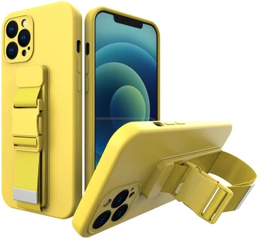 Hurtel Virvelinis TPU dėklas su dirželiu iPhone 13 mini – geltonas