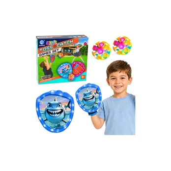 Lean Toys Arcade Game for Throwing, Catching, Paddle, Glowing Balls, LED Shark