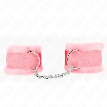 KINK Furry Lined Wrist Restraints Pink Adjustable 17-31cm Secure Comfort