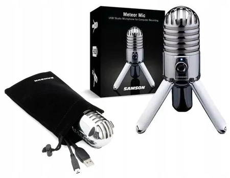 Samson Meteor Mic Usb kondensatorinis mikrofonas 16 bitų 44,1 Khz + Kabelis ir dėklas