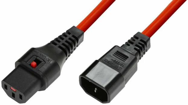 „MicroConnect“ maitinimo kabelis „Microconnect“ MC-C13C14LOCK-2M maitinimo kabelis Raudonas C13 skydelis C14 skydelis