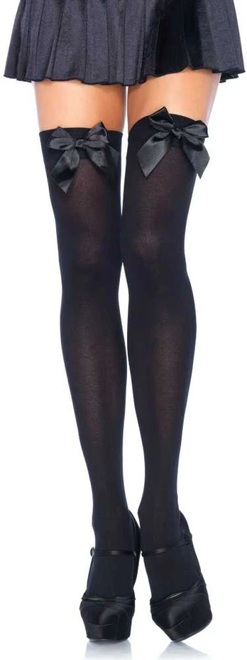 Boland Traciks Nylon Thigh Highs With Bow Juodas