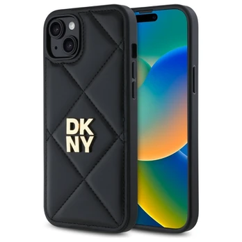 Dėklas DKNY DKHCP15MPQDSLK iPhone 15 Plus 6.7" juoda/juodas Quilted Stack Logo