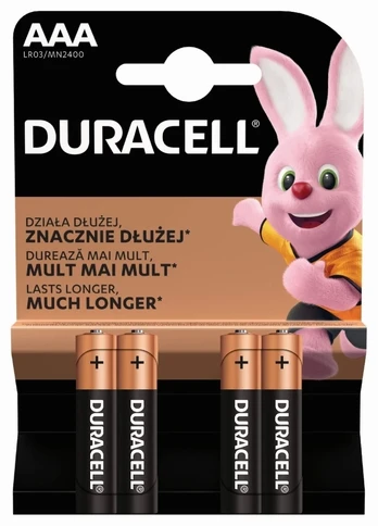 Elementai Duracell AAA (LR03/MN2400) 1,5V, šarminiai, 4 vnt