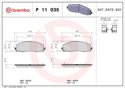 Stabdžių trinkelių rinkinys, diskinis stabdys BREMBO P 11 035 kaina