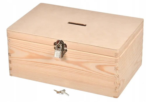 Medinė taupyklė su spyna 30x20x13