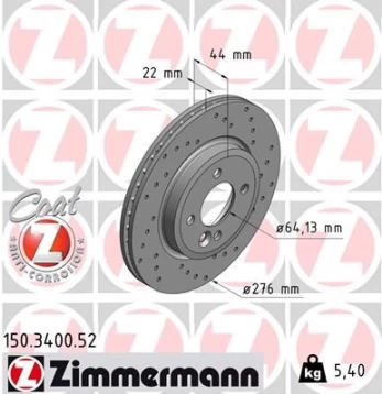Stabdžių diskas ZIMMERMANN 150.3400.52