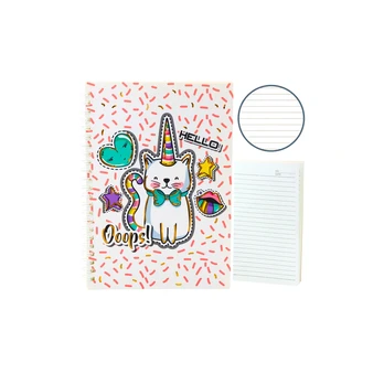 Lean Notebook Notebook Lined Cat Unicorn Rožinė Patterns Baltas A5 60 Sheets