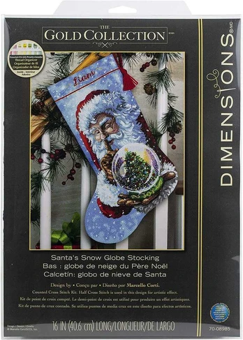 DIMENSIONS Simplicity Creative Corp Kalėdų Senelio sniego gaublio kojinės D70-08985