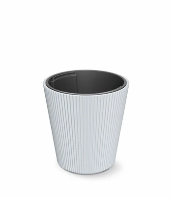 Plastikinis lauko vazonas Milly, baltos sp., 46,7 x 46,7 x 44,2 cm.