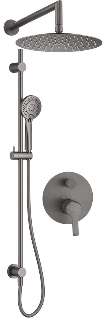 Concealed shower set with rail - with overhead shower