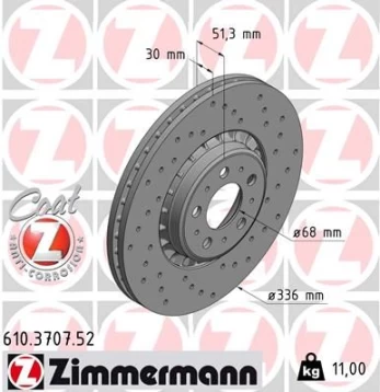 Stabdžių diskas ZIMMERMANN 610.3707.52