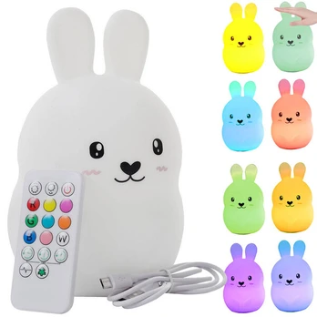 Silikoninė lempa RGB Bunny, balta