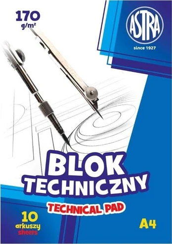 Astra Techninis blokas A4 10k, baltas 170g, 10vnt.