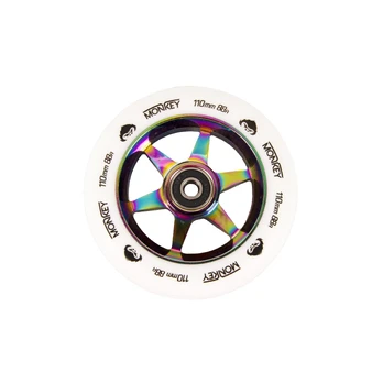 Triukinio paspirtuko ratukas Monkey 5-spoke white on neochrome 110mm