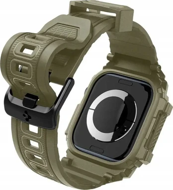 „Spigen Rugged Armor Pro“ dirželis, skirtas „Apple Watch 10“ (46 mm) – žalias