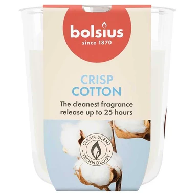 Žvakė, aromatinė Bolsius Crisp Cotton, 25 h, Balta