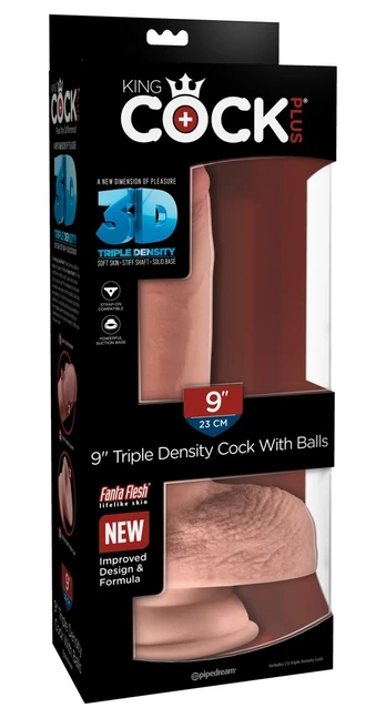King Cock Plus 9" Intimate Device with Flexible Core, Suction Base, TPE